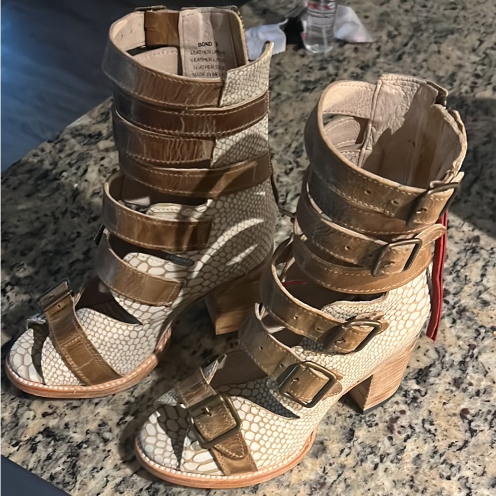 Free Bird white snake skin shoes!